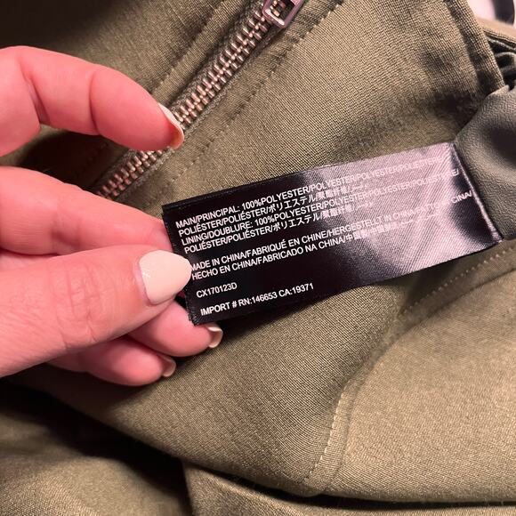 C/MEO COLLECTIVE Olive Green Sleeveless Zip Front Utility Mini Dress Size Large - Picture 8 of 11